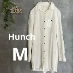 Hunch ホワイト 白 シャツワンピース レディース M 夏 長袖 ゆったり