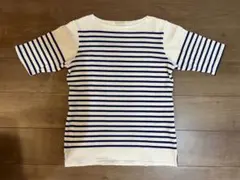 ADAM ET ROPE 七分袖カットソー M 白/ネイビー