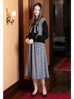 新品未使用スーパービューティワンピースサイズ40 スーパービューティー ワンピース 花柄 サイズ40 L相当 膝丈 上品