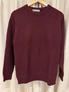 【ナノユニバース】バーガンディ リブ編み ニットセーター