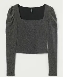 H&M DIVIDED スクエアネック 長袖トップス ラメ入りのサムネイル