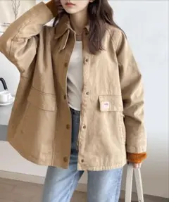 ベージュ コットン ジャケット フリーサイズ