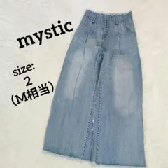 ミスティック【mystic】ワイド フレア 断ち切 カーブ デニム パンツ M