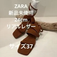 ZARA ブラウン スエード ストラップサンダル