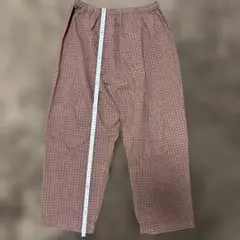 茶色系チェック柄 ワイドパンツ