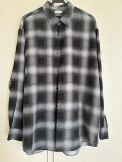 GU シアー長袖シャツ グレーチェック柄 Lサイズ