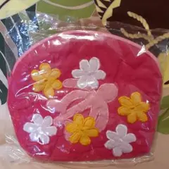 ハワイ購入☆ハワイアンキルト☆ホヌ☆濃いピンク色ポーチ☆新品未使用品☆aloha