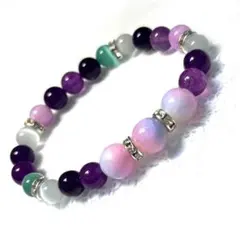 珍しいゴールデンスレッドピンクブルーカルセドニー　パワーストンブレス