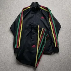 【S】00s old adidas ラスタカラー セットアップ 上下 Y2Kのサムネイル
