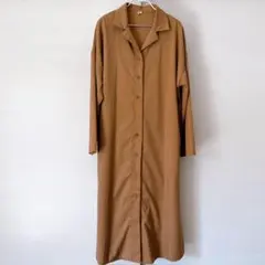 ロング シャツ ブラウン Ａライン ワンピース 羽織もの M