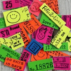 ネオンカラー革タグレザータグ　ミニタグ30ピース②ハンドメイド素材コラージュ素材