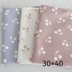 ハンドメイド　30×40 ランチョンマット３枚セット　チェリー　女の子　小学生