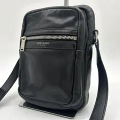 極美品】サンローラン フラットポーチ シド ショルダー ラムスキン 黒