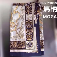 SALE❤️7月末迄価格MOGA シルク100% スカーフ柄 ラップスカート 馬柄のサムネイル