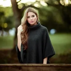 新品 起毛 ポンチョ トップス 即日発送 黒 ブラック 部屋着 もっちり 温か