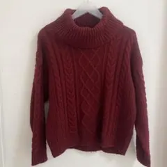 INGNI バーガンディ ケーブルニット タートルネック
