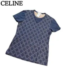 美品★CELINE セリーヌ 半袖Tシャツ マカダム柄 トリオンフ ネイビー M