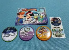 ★非売品★USアメリカ　ディズニー　缶バッジ　シール　等　5点セット