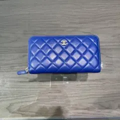 CHANEL ネイビー キルティング チェーンウォレット - メルカリ