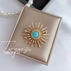 サンレイ ターコイズ風 ブローチ パーティー フォーマル 華やか エレガント