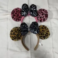 ディズニー　ミニー　ヒョウ柄　カチューシャ