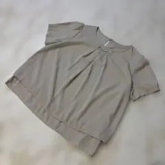 ✨美品✨レイヤード風 半袖ブラウス グレー L