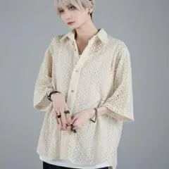 ADRER ルーズシルエットレース　シアーシャツ アイボリー