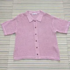 GU ピンク ショートスリーブ ポロカーディガン S