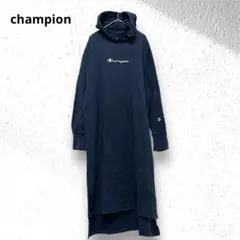 チャンピオン　coen　ワンピース　スウェット　ネイビー　コットン　フーディ