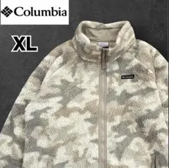【希少XL】コロンビア フリースジャケット 迷彩 カモフラ ボア 総柄 厚手