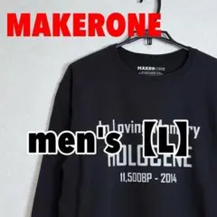 A524【MAKERONE】プリントスウェット【L】ブラック