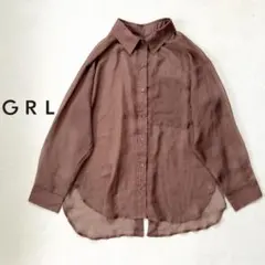 GRL バックスリットシアーシャツ 薄手シャツ モカ F 長袖 羽織り 透け感のサムネイル