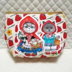 お値下中！コヤンイサムチョン☆大きめころりんポーチ　ななめいちご赤　ルミ