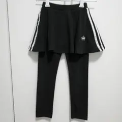 匿名配送：ベビードール 2本ラインスカート付きレギンス 長ズボン 黒白 110㎝