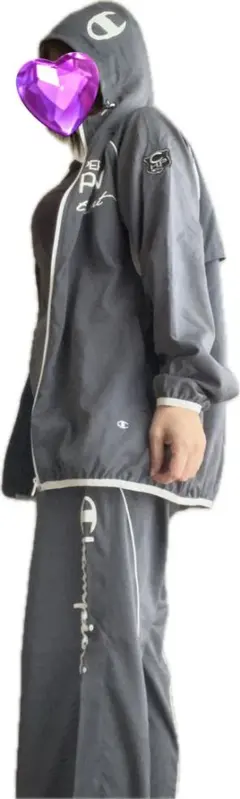 Champion チャンピオンウィンドブレーカー セットアップ グレー上下メンズ