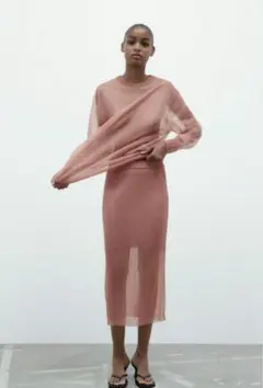 ZARA ザラ　セミシースルーニットスカート　S