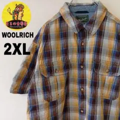 USA古着 WOOLRICH　半袖ボタンシャツ2XL　ブラウンイエロー　チェックのサムネイル