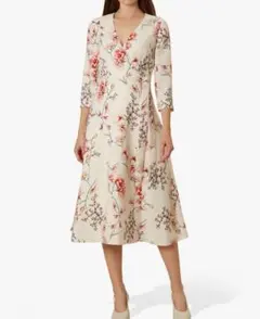 Hobbs London キャサリン妃愛用ブランド 花柄ラップワンピース uk8