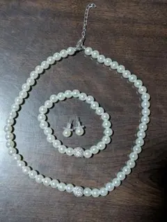 パールネックレス・ブレスレット. ピアスセット