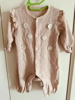 フリル付き花モチーフロンパース 70㎝
