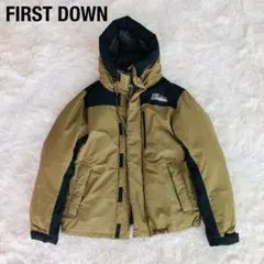 FIRSTDOWNファーストダウンダウンジャケットカーキ×ブラックL
