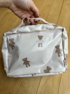 ジェラートピケ　クマ柄おむつポーチ