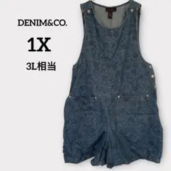 DENIM&CO. 【1X】 花柄 デニム オーバーオール 海外古着
