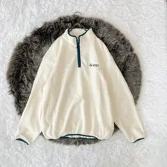 美品BARK ΜΑΝΗΑΤTAN 配色　ハーフジップフリース（M）白緑　ロゴ刺繍