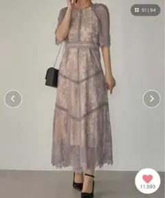 Dorry Doll ショルダーギャザーラッセルレースワンピース　ラベンダー