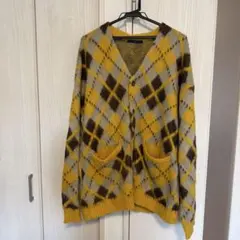 仿莫海爾毛針織外套 黃色