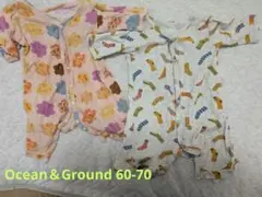 OCEAN＆GROUND　七分袖七分丈ロンパース　2枚セット　60-70