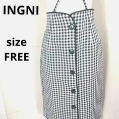 INGNI ギンガムチェック　タイトスカート　イング　F サスペンダー付