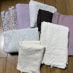 【ニット生地】花柄スパンフライス、アラン風ニット等の付属生地　Fセット