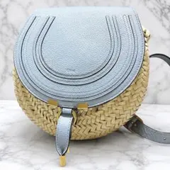 美品 Chloé Marcie ラフィアクロスボディショルダーバッグ カゴバッグのサムネイル